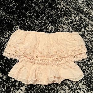 American Eagle pink ruffle tube top